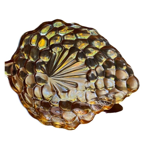 Vintage 1940s Anchor Hocking Amber/Orange Glass, Bubble Grape Shaped Relish Dish - Picture 1 of 9